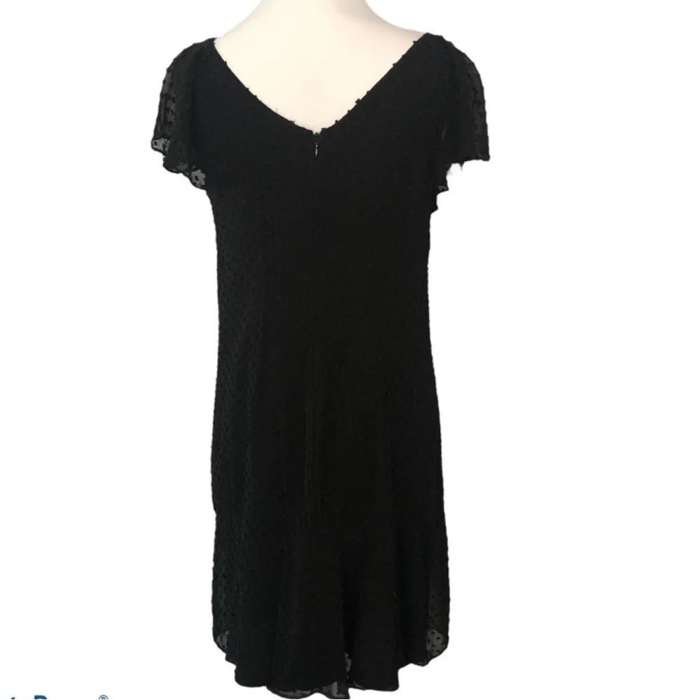 J.Crew Black Silk Ruffle Clip Dot Dress - Size 4 - Textured LBD
